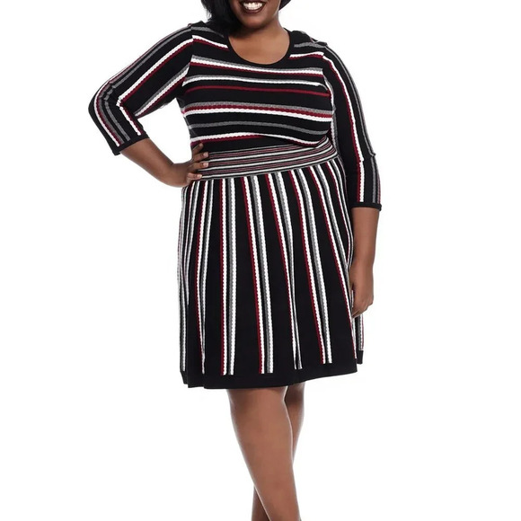 Studio One Newyork Multi Striped Sweater Dress in Size 2X - Picture 1 of 10